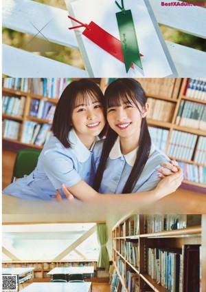 A collage of photos of a woman reading a book.