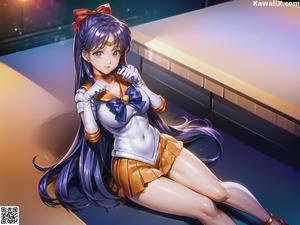 A girl in a sailor outfit standing in a pool.