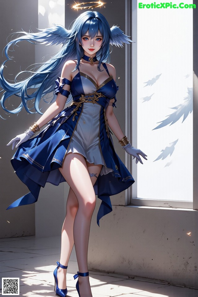 Hentai - Captivating Grace of the Cosmic Maiden Set.2 20250125 Part 15 No.d73c16 A woman in a blue dress standing in front of a window.